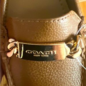 Coach Brown Soft Leather Loafers With Gold Buckle New With Tags Size 8